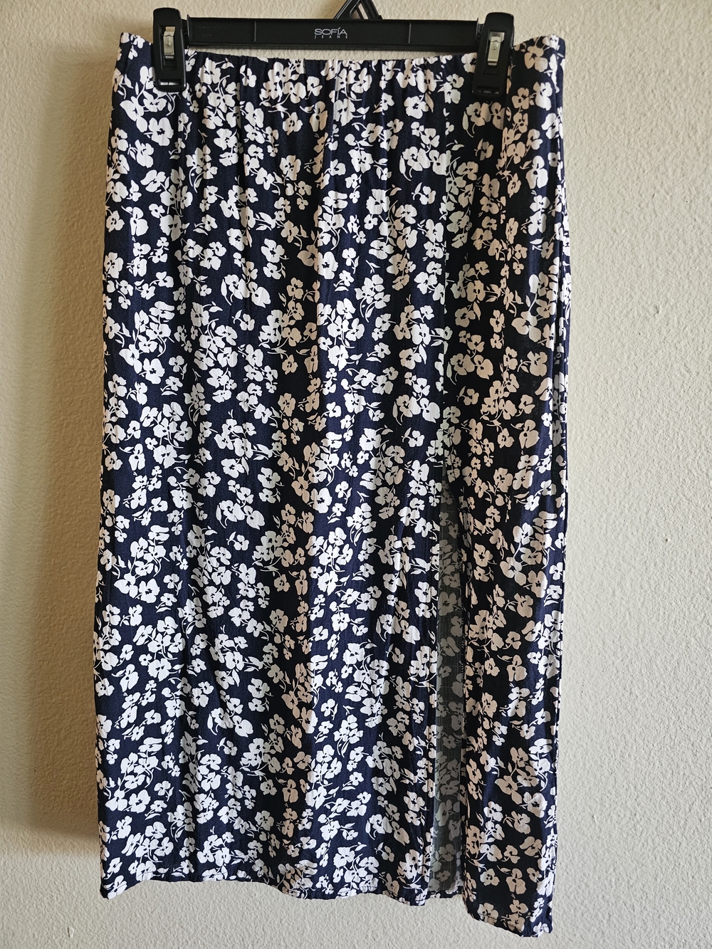 Women’s Navy Blue Floral Midi Skirt -